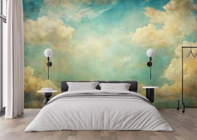 Vintage photography backdrop featuring painted soft clouds texture Wall mural