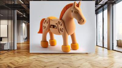 homemade horse toy made of wood. ai generated Wall mural