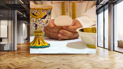 hands of the pope celebrated the Eucharist Wall mural