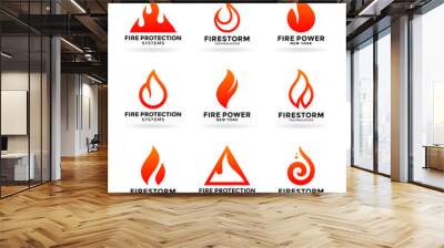 Collection of various fire symbols and logo design elements (3) Wall mural