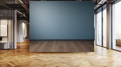 Empty room with dark blue wall and natural light. Abstract minimalist background with copy space for product presentation. Wall mural