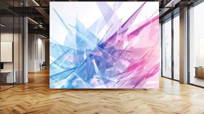 Abstract digital art with vibrant blue and pink geometric shapes. Wall mural