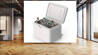 White Plastic Ice Cooler With Beer Bottles PNG Wall mural