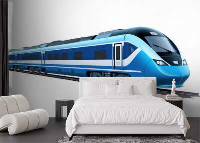 blue modern train isolated on a transparent background Wall mural