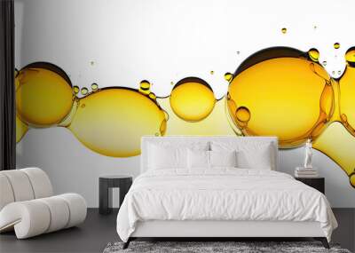 yellow oil bubbles isolated on white transparent background Wall mural