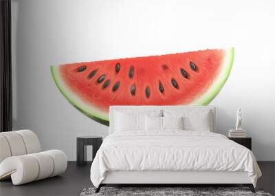 A 3D vibrant watermelon slice with seeds visible, the rind perfectly green, isolated on a transparent background Wall mural