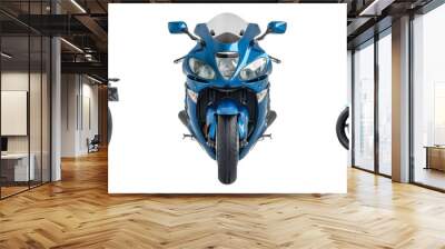 Set of blue sport bike motorcycle on a transparent background Wall mural