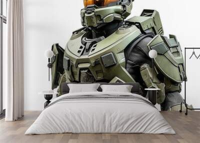 Amazing Master Chief Halo Isolated On White Background  Wall mural