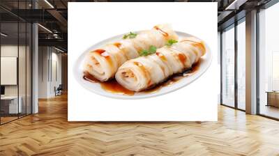 Delicious and Yummy Cheung Fun Rice Noodle Rolls Isolated On White Background  Wall mural