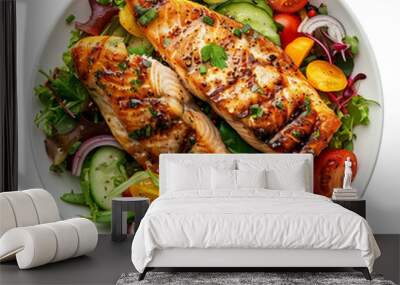 tasty and yummy grilled tilapia isolated on white background Wall mural