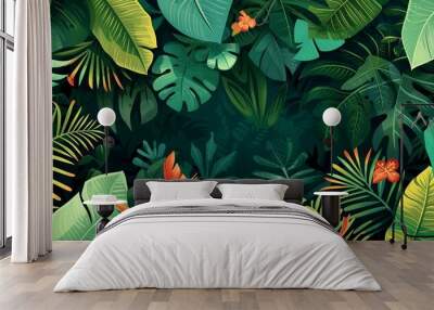 a banner featuring the lush greens and exotic floral of the Amazon Rainforest. a Brazil-Themed Banner Design.
 Wall mural