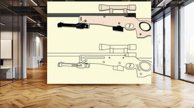 AWM GUN vector illustration with outline  Wall mural