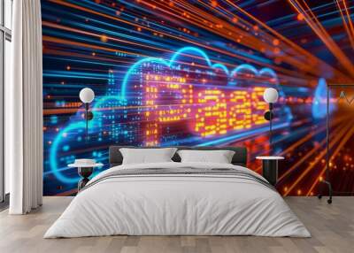 matrix binary code forms the acronym PaaS with cloud icon , symbolizing the concept of Platform as a Service.
 Wall mural