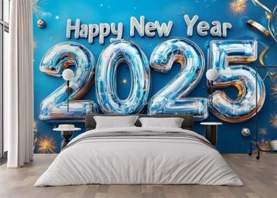 snowflakes new year 2025 background.
 Wall mural