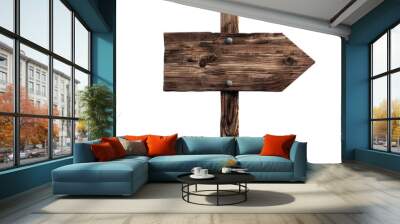 Brown wooden sign for direction Wall mural