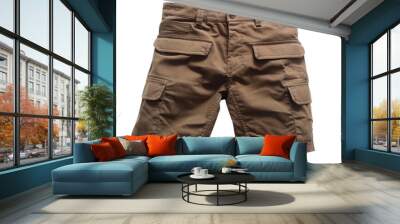 Men's brown shorts on transparent background Wall mural