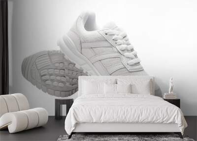 White sneakers on transparent background Wall mural