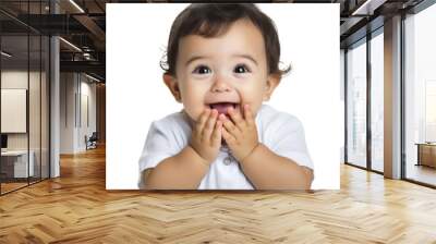 Cute baby giving a funny facial express and gesture Wall mural