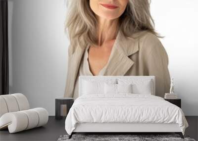 Mature smart looking woman transparent background Wall mural