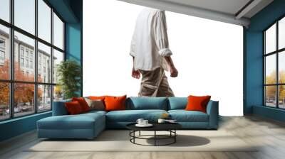 Profile view of man walking transparent background Wall mural