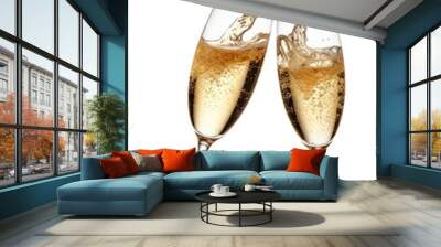 champagne cheers toasting isolated on white background Wall mural