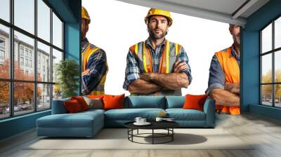 construction worker man isolated on a transparent background Wall mural