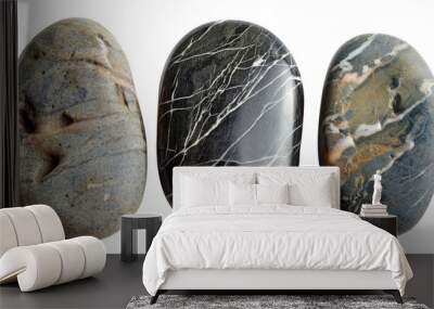 sea pebble stone isolated on transparent background Wall mural