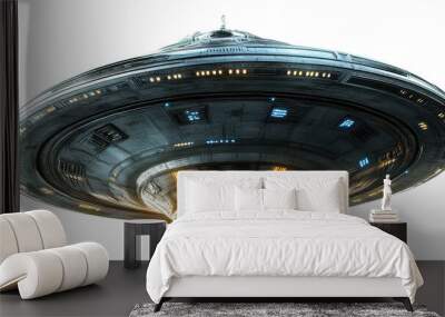 ufo alien ship isolated on transparent background Wall mural