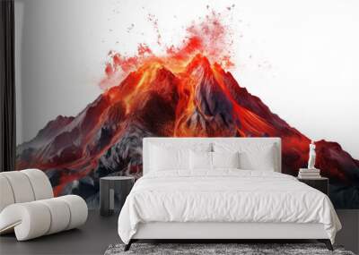 volcano with lava isolated on transparent background Wall mural