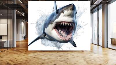 white shark isolated on transparent background Wall mural