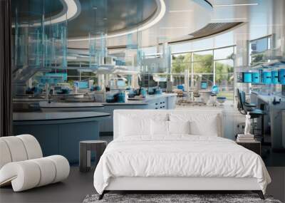 Pharmaceutical factory. Interior of a high-tech plant or lab. Chemical or medical laboratory Wall mural