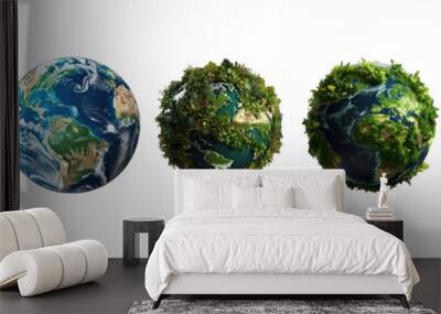 earth globe with greenery isolated on white  Wall mural