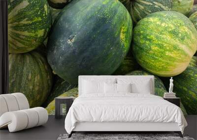 Watermelons in a market. Watermelons background texture Wall mural