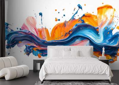 Colorful paint splashes isolated on a transparent background, PNG, Ai Wall mural