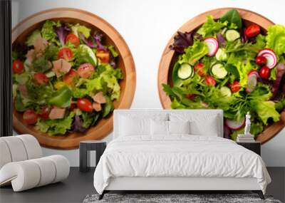 healthy salad bowl isolated on a transparent PNG background, white background , Generative Ai Wall mural