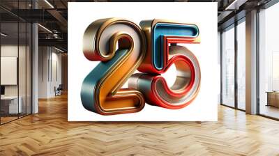 text 25 stylish text 2025 new year transparent background Wall mural