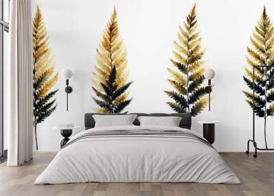 Black gold Fern, highly detailed isolated on transparent background PNG file Wall mural