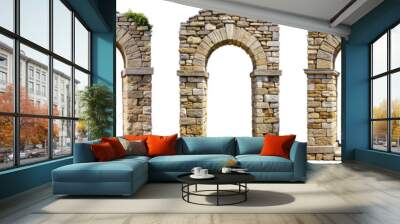 Old stone arch transparent isolated background PNG file Wall mural