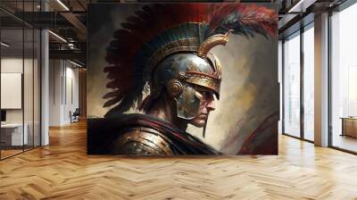 a illustration of a roman soldier wearing a helmet Generative AI Wall mural