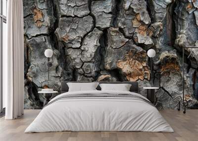 Texture of tree bark with cracks Wall mural