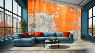 Textured concrete wall with orange paint background Wall mural