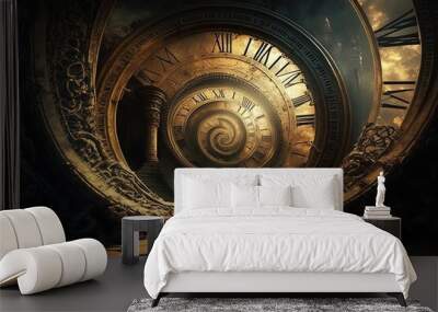 The Fabled Labyrinth of Time - An Impressive Sight Beyond Reason Generative AI Wall mural