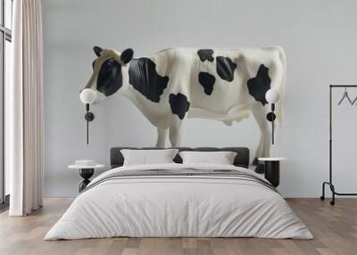 White background with cow model toy concept Wall mural