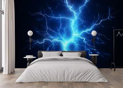 blue thunder lighting energy bolt flash spark Wall mural