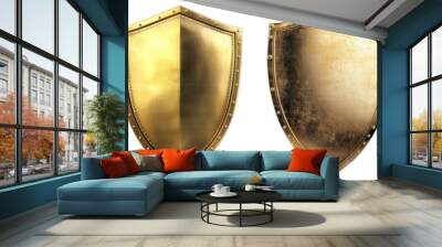 golden shield isolated. Png collection Wall mural