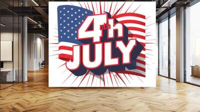 Happy 4th Of July USA Independence Day. Fourth July calligraphic background. Wall mural