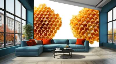 Honeycomb isolated, top view, transparent background, png set Wall mural