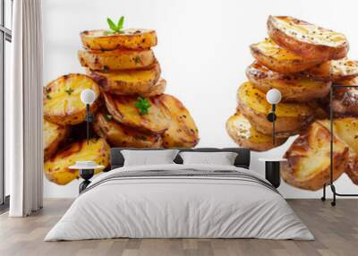 Roasted potatoes isolated on white or transparent background
 Wall mural