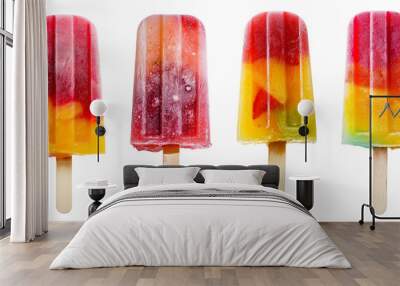 summer fruit popsicles isolated on transparent background Wall mural