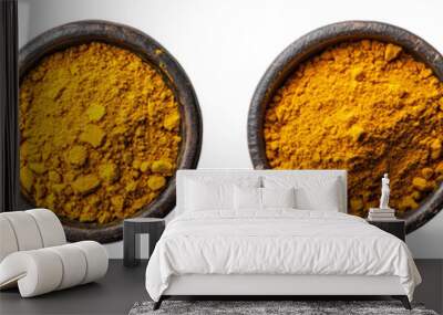 Tumeric powder in a bowl. Set PNG Wall mural